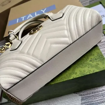 Gucci 746319 GG Marmont Small Top Handle Bag White