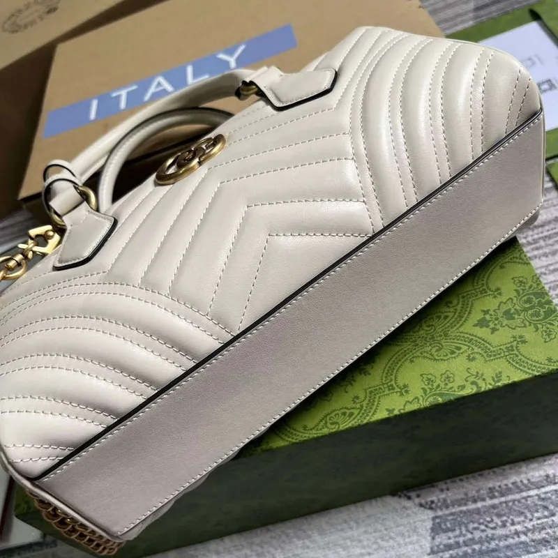 Gucci 746319 GG Marmont Small Top Handle Bag White