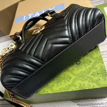 Gucci 746319 GG Marmont Small Top Handle Bag Black