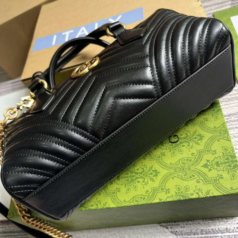 Gucci 746319 GG Marmont Small Top Handle Bag Black