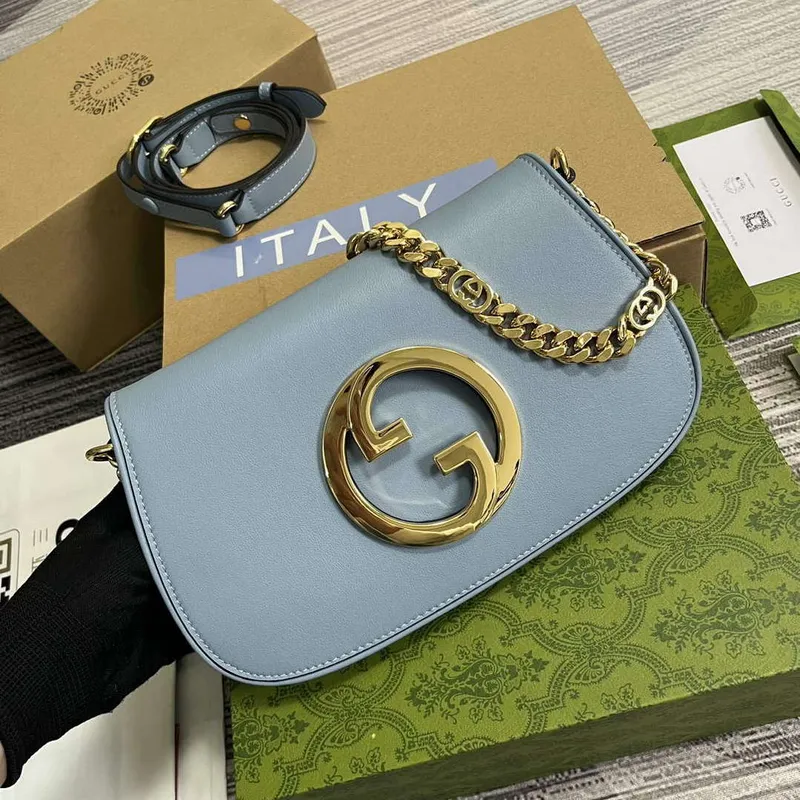 Gucci 699268 Gucci Blondie Shoulder Bag Light blue leather