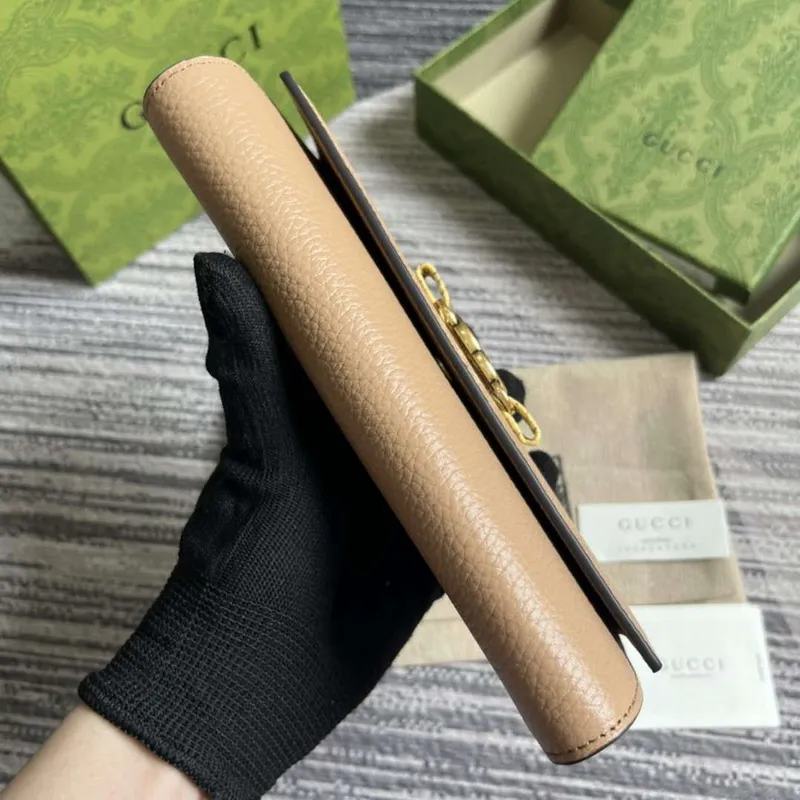 Gucci 750461 Wallet With Interlocking G Python Bow Rose beige