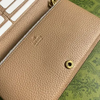 Gucci 746056 Chain Wallet With Interlocking G Python Bow Rose beige