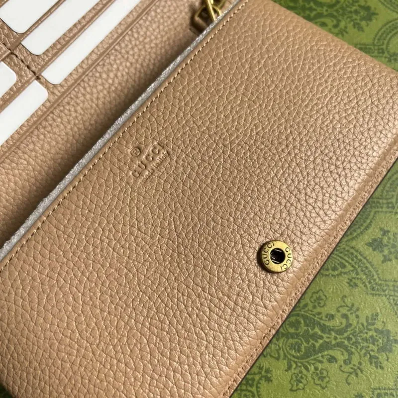 Gucci 746056 Chain Wallet With Interlocking G Python Bow Rose beige