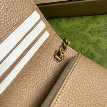 Gucci 746056 Chain Wallet With Interlocking G Python Bow Rose beige