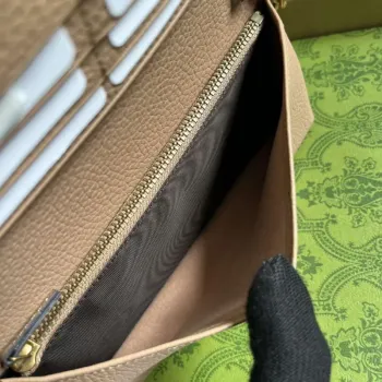 Gucci 746056 Chain Wallet With Interlocking G Python Bow Rose beige