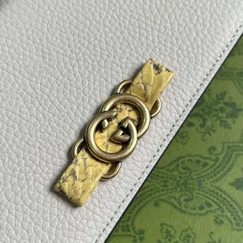 Gucci 746056 Chain Wallet With Interlocking G Python Bow White