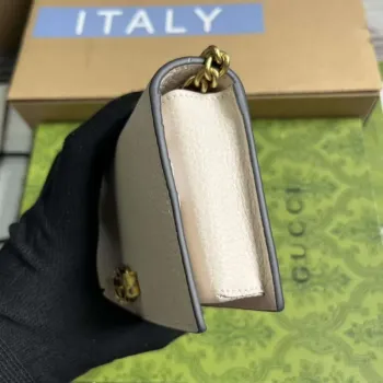 Gucci 746056 Chain Wallet With Interlocking G Python Bow White