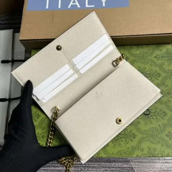 Gucci 746056 Chain Wallet With Interlocking G Python Bow White