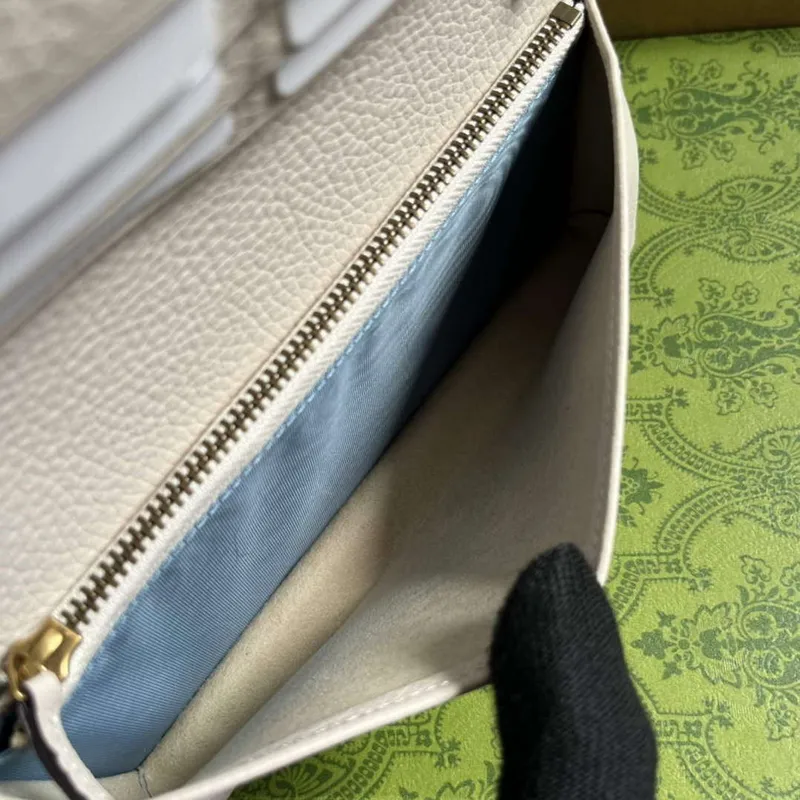 Gucci 746056 Chain Wallet With Interlocking G Python Bow White