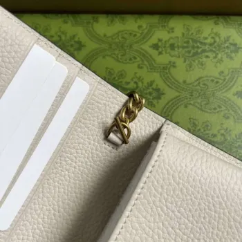 Gucci 746056 Chain Wallet With Interlocking G Python Bow White