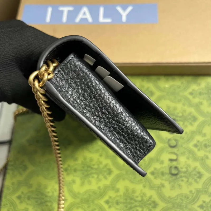 Gucci 746056 Chain Wallet With Interlocking G Python Bow Black