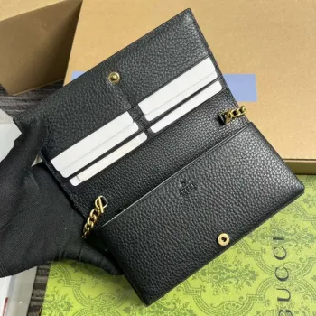 Gucci 746056 Chain Wallet With Interlocking G Python Bow Black