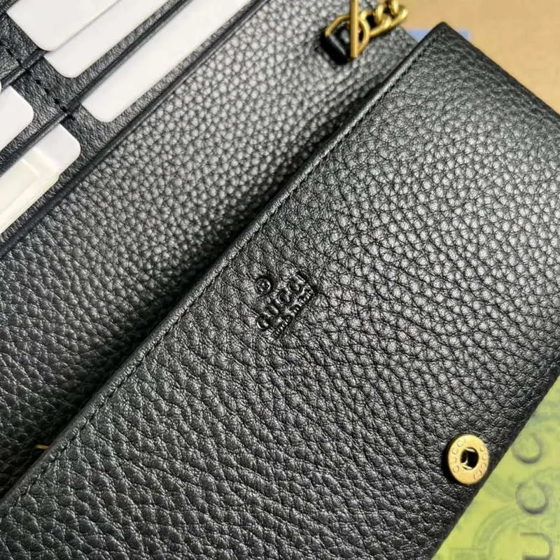 Gucci 746056 Chain Wallet With Interlocking G Python Bow Black