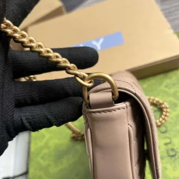 Gucci 746431 GG Marmont Matelassé Chain Mini Bag Milk tea