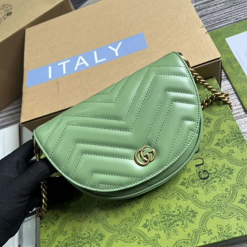 Gucci 746431 GG Marmont Matelassé Chain Mini Bag Green