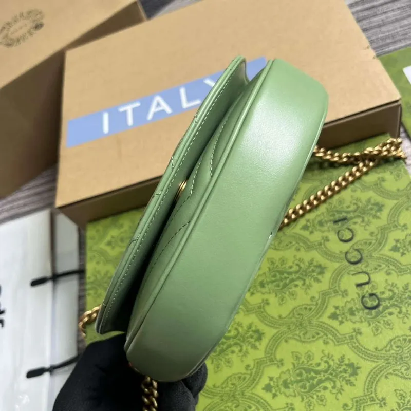 Gucci 746431 GG Marmont Matelassé Chain Mini Bag Green
