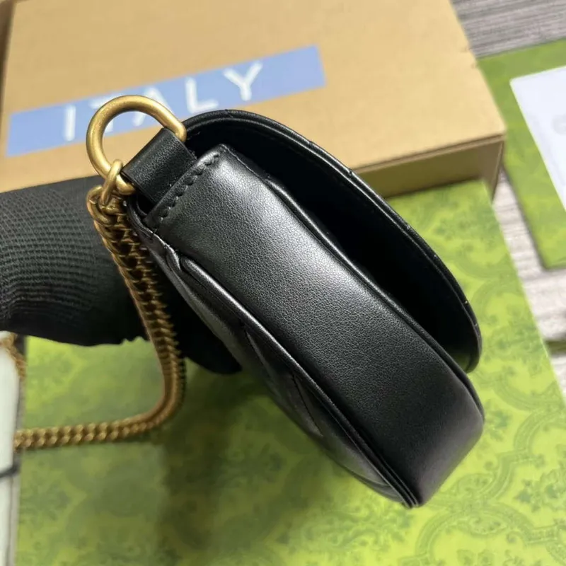 Gucci 746431 GG Marmont Matelassé Chain Mini Bag Black