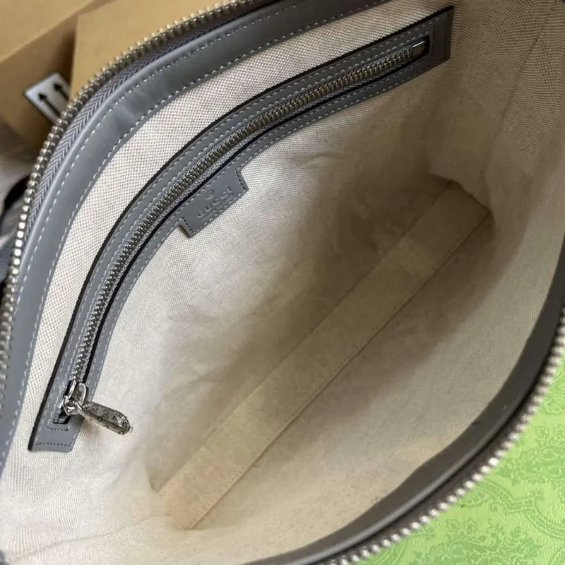 Gucci 696009 GG Embossed Medium Messenger Bag Gray