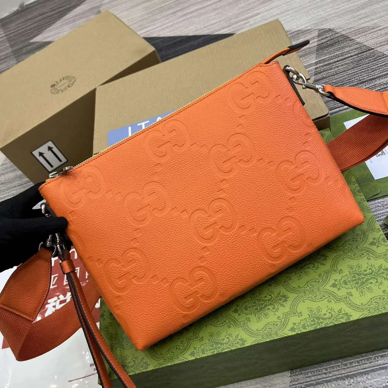 Gucci 696009 Jumbo GG Medium Messenger Bag Orange