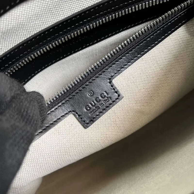 Gucci 696009 GG Embossed Medium Messenger Bag Black