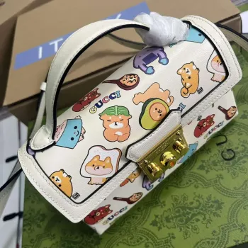Gucci 652683 Padlock Mini Bag White leather animal print
