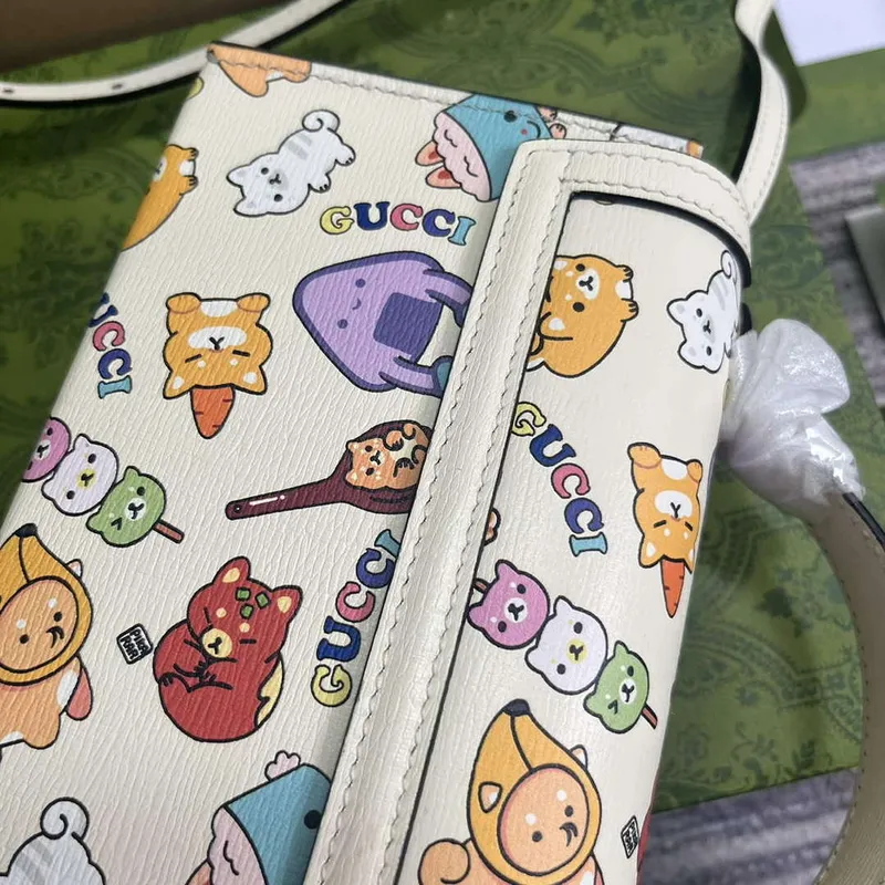 Gucci 652683 Padlock Mini Bag White leather animal print