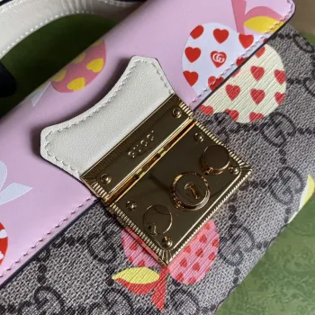 Gucci 652683 Padlock Mini Bag Pink and White
