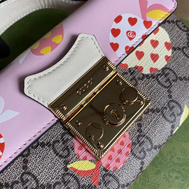 Gucci 652683 Padlock Mini Bag Pink and White