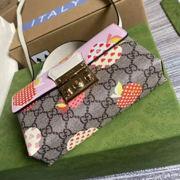 Gucci 652683 Padlock Mini Bag Pink and White