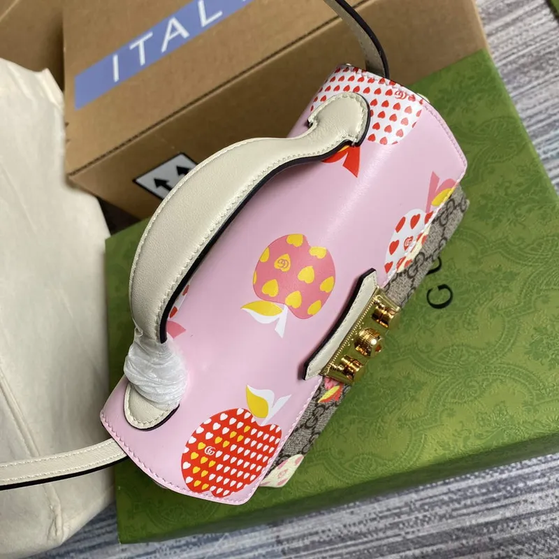 Gucci 652683 Padlock Mini Bag Pink and White