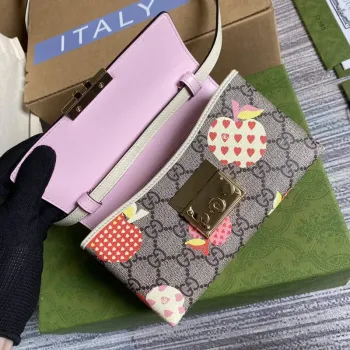Gucci 652683 Padlock Mini Bag Pink and White