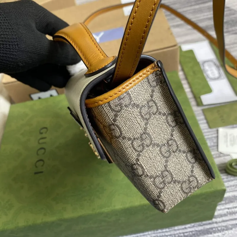 Gucci 652683 Padlock Mini Bag Ivory and burnt orange