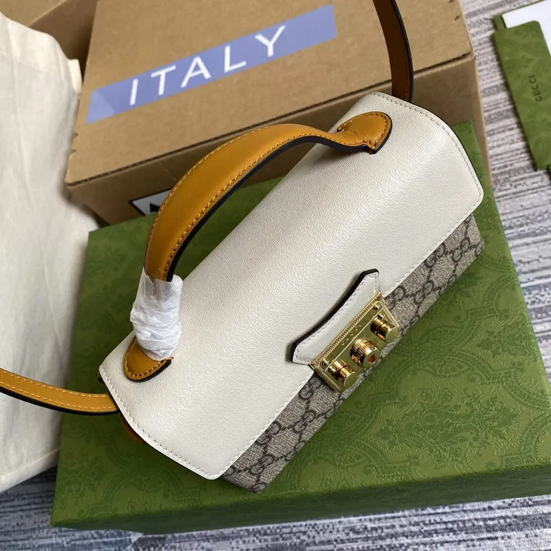 Gucci 652683 Padlock Mini Bag Ivory and burnt orange