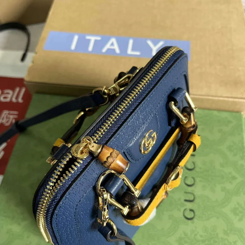 Gucci 715775 Gucci Diana Mini Tote Bag Royal blue leather