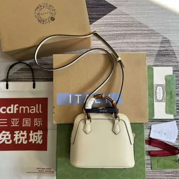 Gucci 715775 Gucci Diana Mini Tote Bag White leather