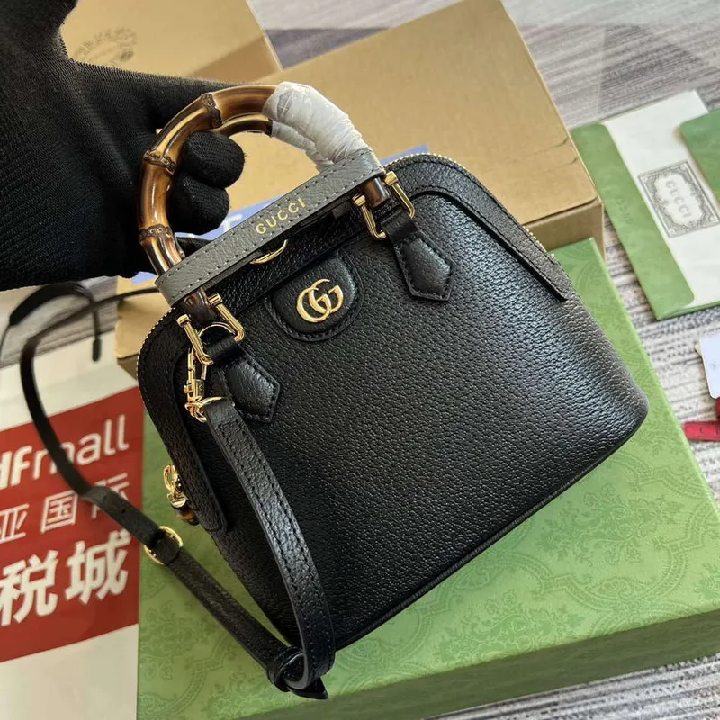 Gucci 715775 Gucci Diana Mini Tote Bag Black leather