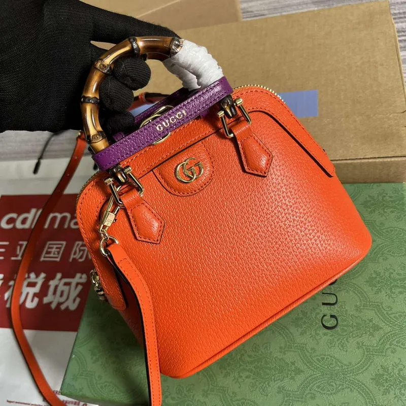 Gucci 715775 Gucci Diana Mini Tote Bag Orange leather