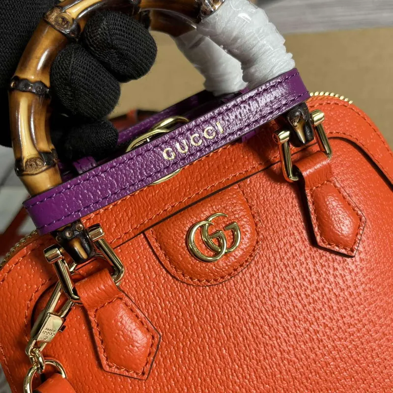 Gucci 715775 Gucci Diana Mini Tote Bag Orange leather