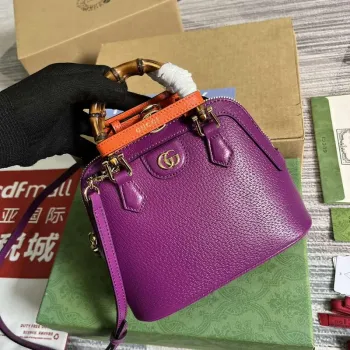 Gucci 715775 Gucci Diana Mini Tote Bag Purple leather