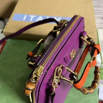 Gucci 715775 Gucci Diana Mini Tote Bag Purple leather