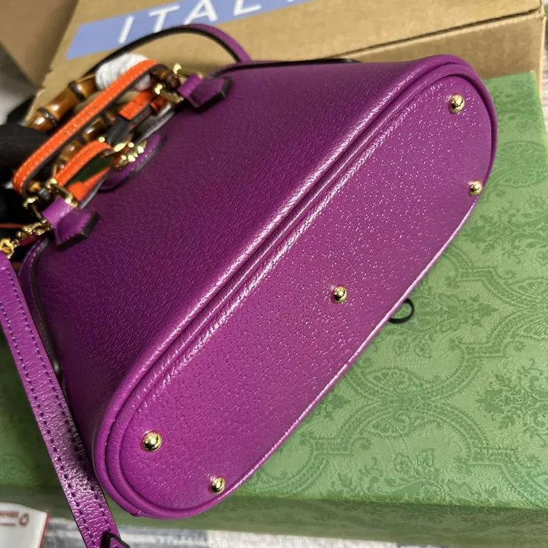 Gucci 715775 Gucci Diana Mini Tote Bag Purple leather