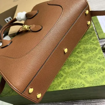 Gucci 727810 Jackie 1961 Small Natural Grain Tote Bag Brown