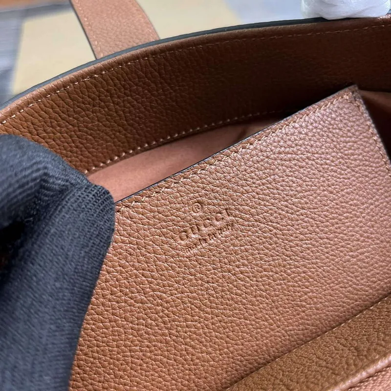 Gucci 727810 Jackie 1961 Small Natural Grain Tote Bag Brown