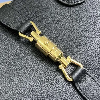 Gucci 727810 Jackie 1961 Small Natural Grain Tote Bag Black