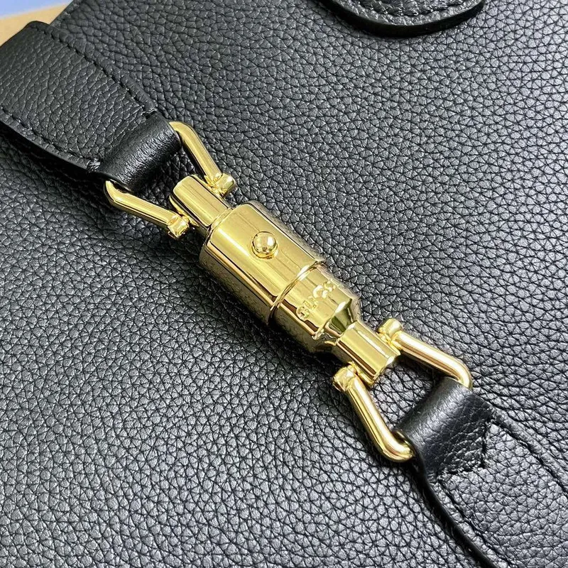 Gucci 727810 Jackie 1961 Small Natural Grain Tote Bag Black