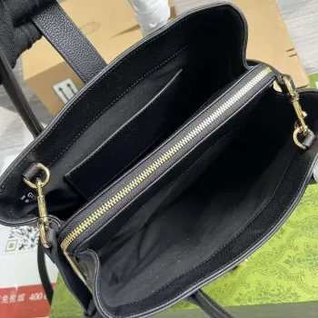 Gucci 727810 Jackie 1961 Small Natural Grain Tote Bag Black