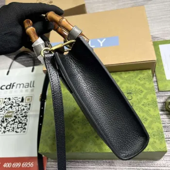 Gucci 739079 Diana Mini Tote Bag Black Leather