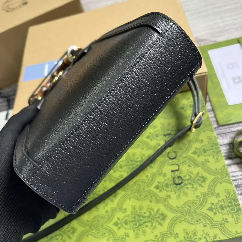 Gucci 739079 Diana Mini Tote Bag Black Leather
