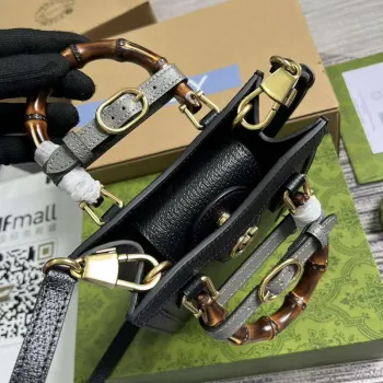 Gucci 739079 Diana Mini Tote Bag Black Leather